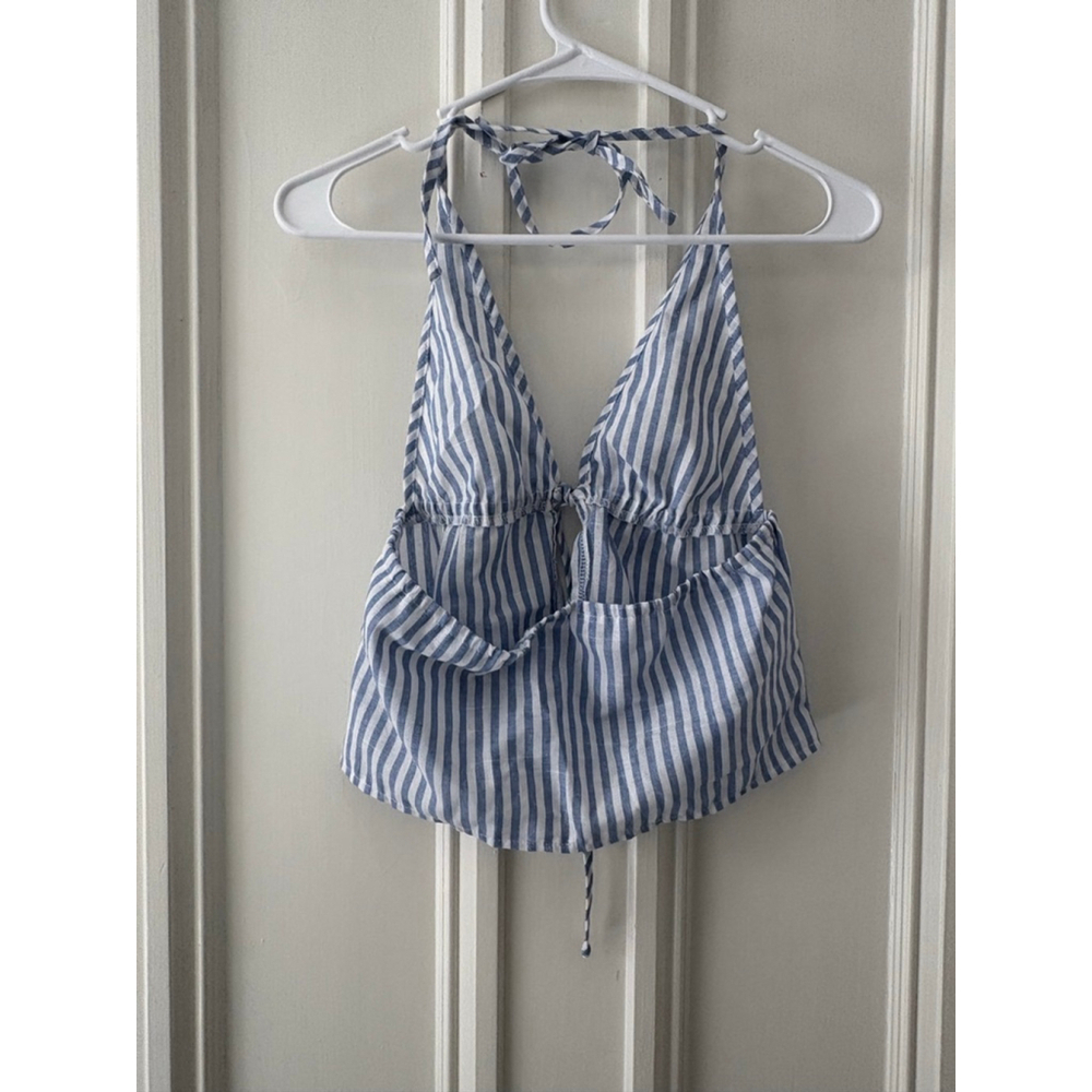 NWOT SHEIN womens Striped Halter Top Blue/White Size S